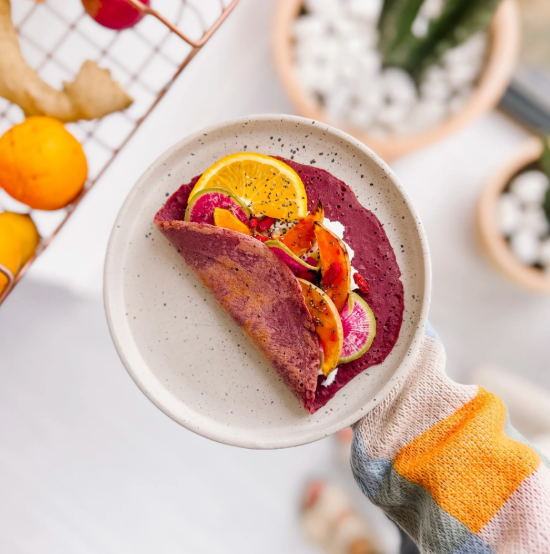 LOVELY PINK PANCAKES WITH BEETROOT AND COLLAGEN